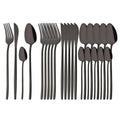 Axyaa 24-Piece Stainless Steel Cutlery Set - Black Mirror Finish