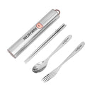 Axyaa Stainless Steel Dinnerware Set with Box - Portable & Reusable Fork Spoon Chopsticks