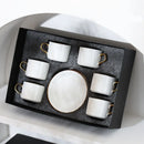 Axya Gold Coffee Cup Set for 6 - High-Grade Porcelain Tea Cup Saucer Dish