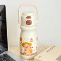 Axyaa Kids Stainless Steel Insulated Thermos Bottle with Double Drinking Straw