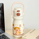 Axyaa Kids Stainless Steel Insulated Thermos Bottle with Double Drinking Straw