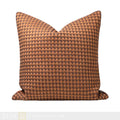 Axyaa Modern Leather Woven Orange Square Pillow