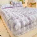 Axyaa Rabbit Fur Plush Fitted Sheet - Thick, Winter Bedspread, Anti-Slip Mattress Protector