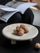 Axya Vintage Yellow Cave Stone Fruit Plate with High Foot Stand