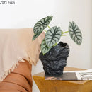 Axyaa Ceramic Rock Vase | Gold-plated Simulation Stone Design