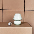 Axyaa Striped Glass Mushroom Table Lamp for Bedroom Decoration and Reading Lighting