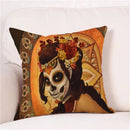 Axyaa Skull Floral Festival Cushion Cover - Halloween Home Decor