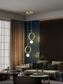 Axyaa Luxury Gold Ring LED Pendant Light for Home Decor