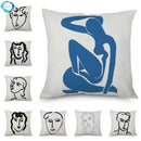 Axyaa Minimalist Matisse Portrait Linen Pillow Case, Sofa Decor, Simple Line Drawing