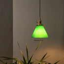Axyaa Green Glass LED Pendant Lights with Copper Finish