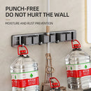 Axyaa Mop Broom Holder Hooks Bathroom Storage Rack Space-saving Hanger Slots Organizers