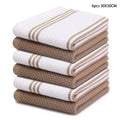 Axyaa Cotton Kitchen Towel Set - Absorbent Waffle Weave Stripe Dishcloths