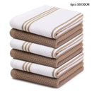 Axyaa Cotton Kitchen Towel Set - Absorbent Waffle Weave Stripe Dishcloths