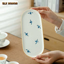Axyaa Hand-painted Butterfly Orchid Ceramic Tea Tray - Teapot Base & Tea Services