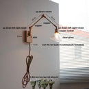 Axyaa Brass Swing Arms LED Wall Light Fixture Glass Stair Lamp