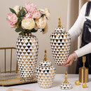Axyaa Ceramic Vase: Electroplated Tall General Storage Jar Ornaments