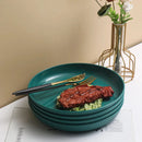 Axyaa Dark Green Striped Plastic Plate Set - Reusable Household & Outdoor Camping Snack Plates