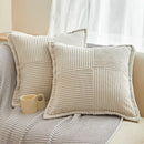 Axyaa Corduroy & Boho Striped Pillow Covers: Soft Broadside Decorative Cushion