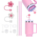 Axyaa Stanley Cup Silicone Accessories Set with Spill-Proof Stopper, Reusable Straw, and Cleaning Brush