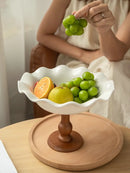 Axyaa Lace Wood Fruit Pot with High Legs for Dried Fruits and Snacks