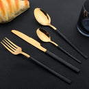 Axyaa Gold Stainless Steel Cutlery Set - 24Pcs Flatware Knife Fork Spoon Dishwasher Safe