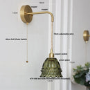 Axyaa Amber Glass LED Wall Sconce Pull Chain Switch Nordic Modern Design