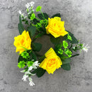 Axyaa Rose Floral Candle Rings Wreaths: Spring Artificial Rose Wreath for Home Decor