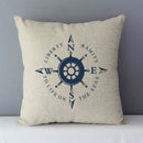 Navy Blue Mediterranean Print Linen Cushion Cover by Axyaa - 45x45cm