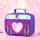 Axyaa Reversible Sequin Insulated Lunch Box for Kids - Waterproof Glitter Tote Bag