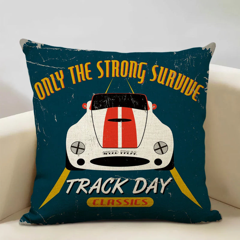 Axyaa Classic Cars Print Cushion Cover 45X45CM Pillowcase Linen Throw Pillow