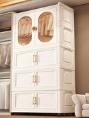 Axyaa Classic White Plastic Armoire Wardrobe Closet Organizer, Large Capacity Storage