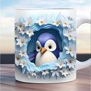 Axyaa Flower Penguin Ceramic Coffee Mug Office Cup for Ladies Children Birthday Gift