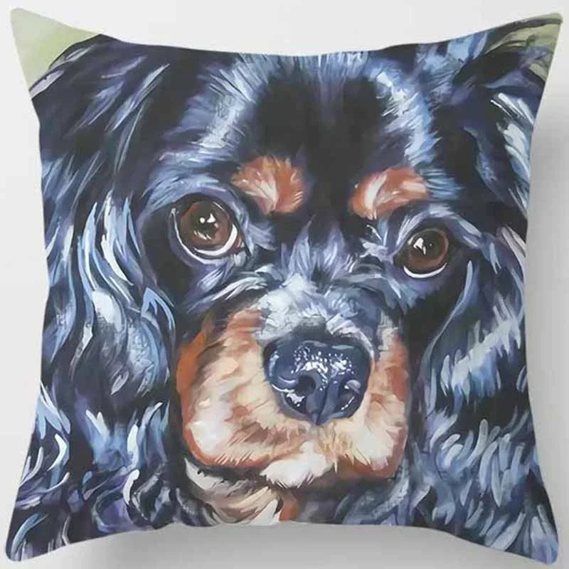 Cute Dog Pattern Square Pillow Covers For Home Decor by Axyaa