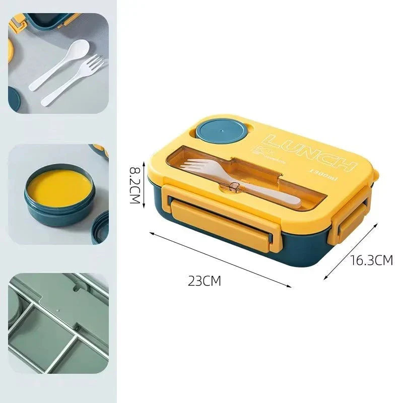 Axyaa 1300ML 4Grids Lunch Box: Tabieware, Microwavabie, Dishwasher Safe Bento Box