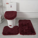 Axyaa 3 Piece White Bathroom Rugs Sets Non-Slip Bath Mats Lid Cover Contour Mat