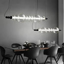 Axyaa LED Glass Pendant Lamp: Modern Minimalist Strip Light for Living Room & Coffee Shop