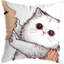 Axyaa Cute Cat Kiss Love Pillowcase 45x45cm - Home Decor Short Plush Pillow Cover