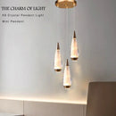 Axyaa Crystal Gold LED Pendant Light for Modern Kitchen Island Home Decor