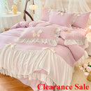 Axyaa 2025 White Bedding Set with Ruffles - Duvet Cover, Pillowcases, Sheet