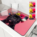 Axyaa Absorbent Coffee Dish Mat: Non-Slip Animal & Plant Design, Quick Dry Kitchen & Bathroom Drain Pad