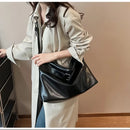 Axyaa Large Capacity Soft Tatami Crossbody Bag, Black Tote Handbag