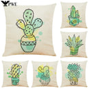 Axyaa Cactus Linen Pillowcase for Home Décor