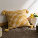 Axyaa Knitted Tassel Cushion Cover in Blue Orange Mustard Yellow Grey Ivory