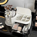 Axyaa 360° Rotating Makeup Organizer with Drawer, Vanity Jewelry Box and Brush Holder