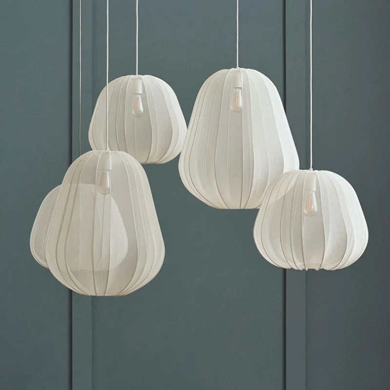 Axyaa Silk Pendant Lights: Nordic Wabi Sabi LED Hanging Lamp for Home Decor