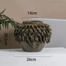 Axyaa Leaf Relief Ceramic Vase, Hand-made Porcelain Flower Pot, Floral Arrangement Accessory