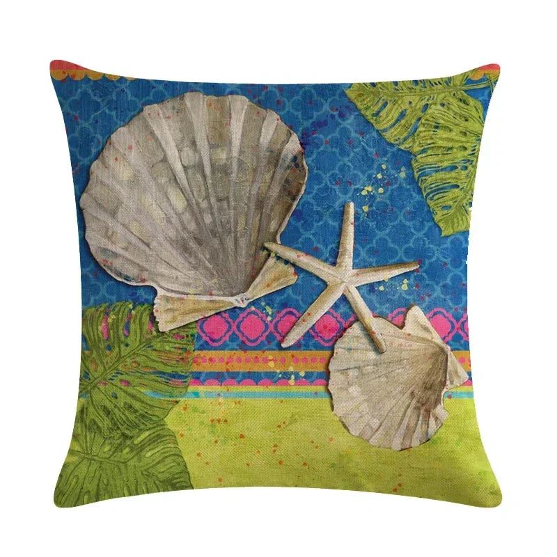 Axyaa Starfish Conch Linen Pillowcase 45*45cm