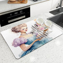 Axyaa Princess Queen Cake Kitchen Absorbent Mat, Antiskid & Quick-Drying