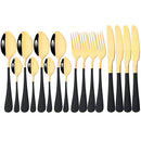 Axyaa 16-Piece Mirror Black Stainless Steel Cutlery Set for Kitchen Tableware