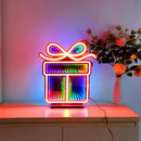 Axyaa Color Changing Tunnel Mirror Neon Sign; Double-sided Light for Store and Home Art